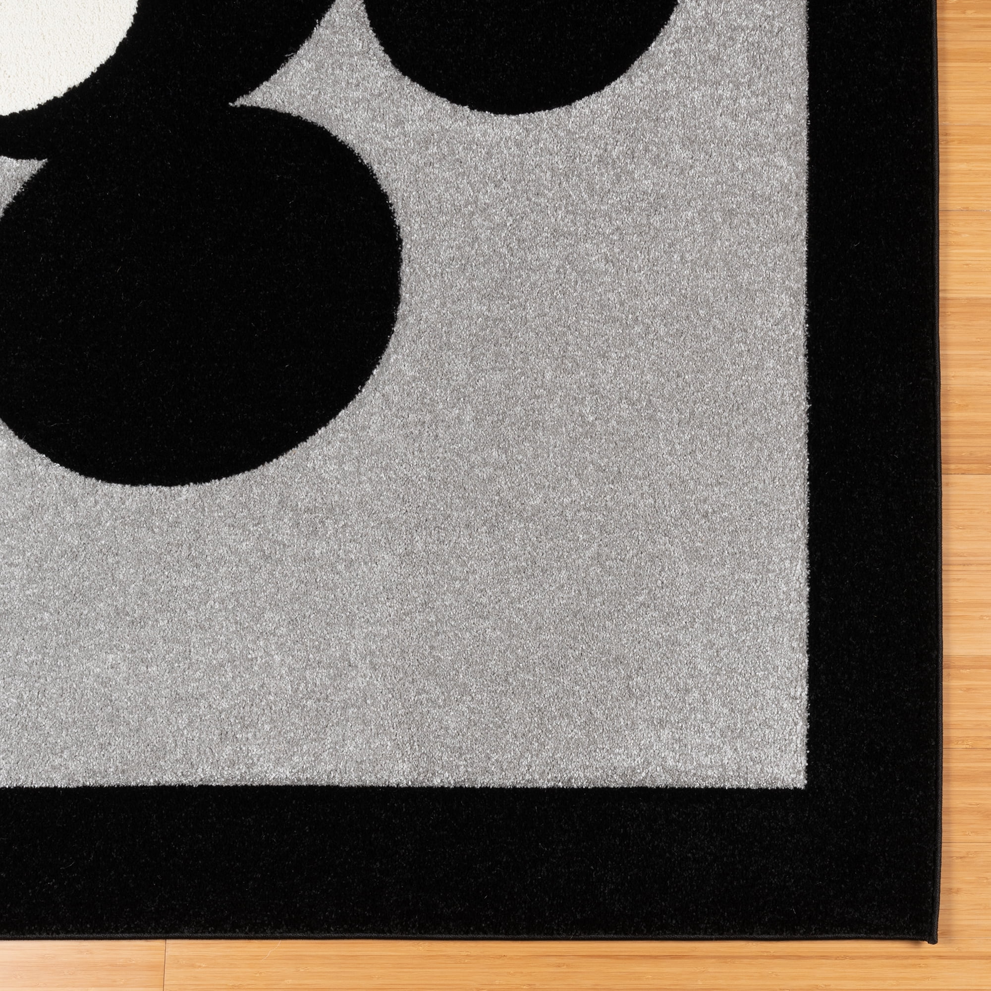 Disney Bravo Classic Pose Mickey Mouse Modern Geometric Gray Indoor Area Rug, 8x10