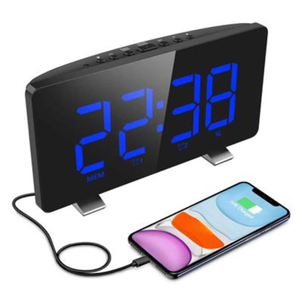 Digital Alarm Clock Projection LED Dual Alarms Snooze AM FM USB Charging Port 