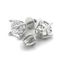 thumbnail image 2 of 14K Solid Gold Screw Back Stud Earrings for Women | 3 cttw Round Cut Simulated Diamond | White Gold, 2 of 5