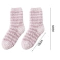 thumbnail image 6 of Eoperou 1 Pair Floor Socks Striped Fuzzy Stretchy Soft Mid-calf Cold Resistant Comfortable Winter Thermal Women Indoor Home Slipper Sleeping Socks for Daily Wear, 6 of 8