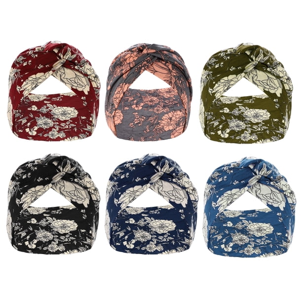 6 pañuelos elásticos anchos para yoga, turbante, bandas para la cabeza, 7.09 pulgadas de ancho, colorido, para mujer y niña