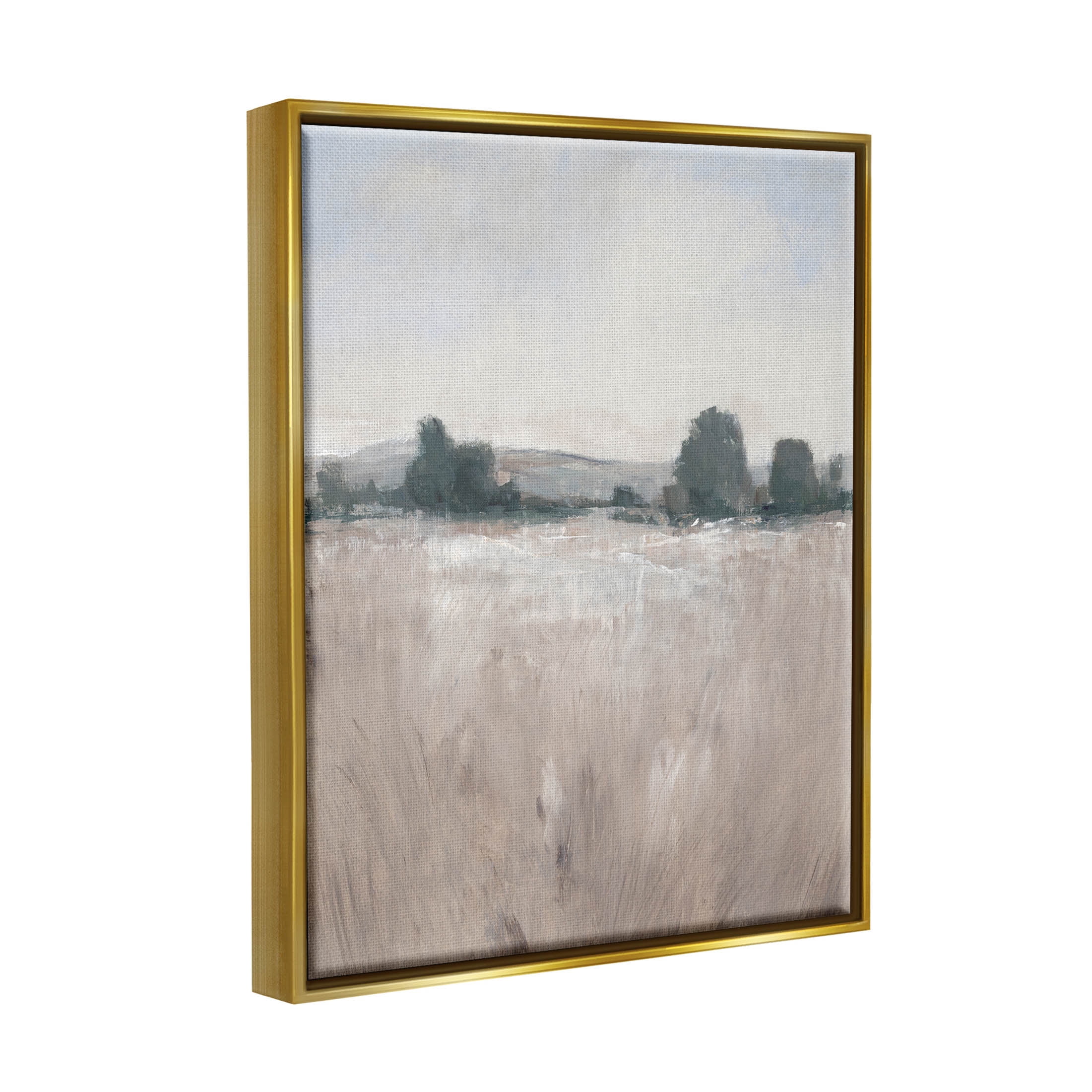 Stupell Industries Rural Autumn Grassland Field Nature Painting Metallic Gold Floating Framed Canvas Print Wall Art, Design by Tim OToole