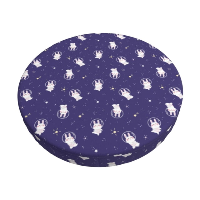 Disketp Astronaut Rabbit Funda Redonda para Taburete, Funda de Cojín para Silla de Bar Suave y Elástica-14 inch