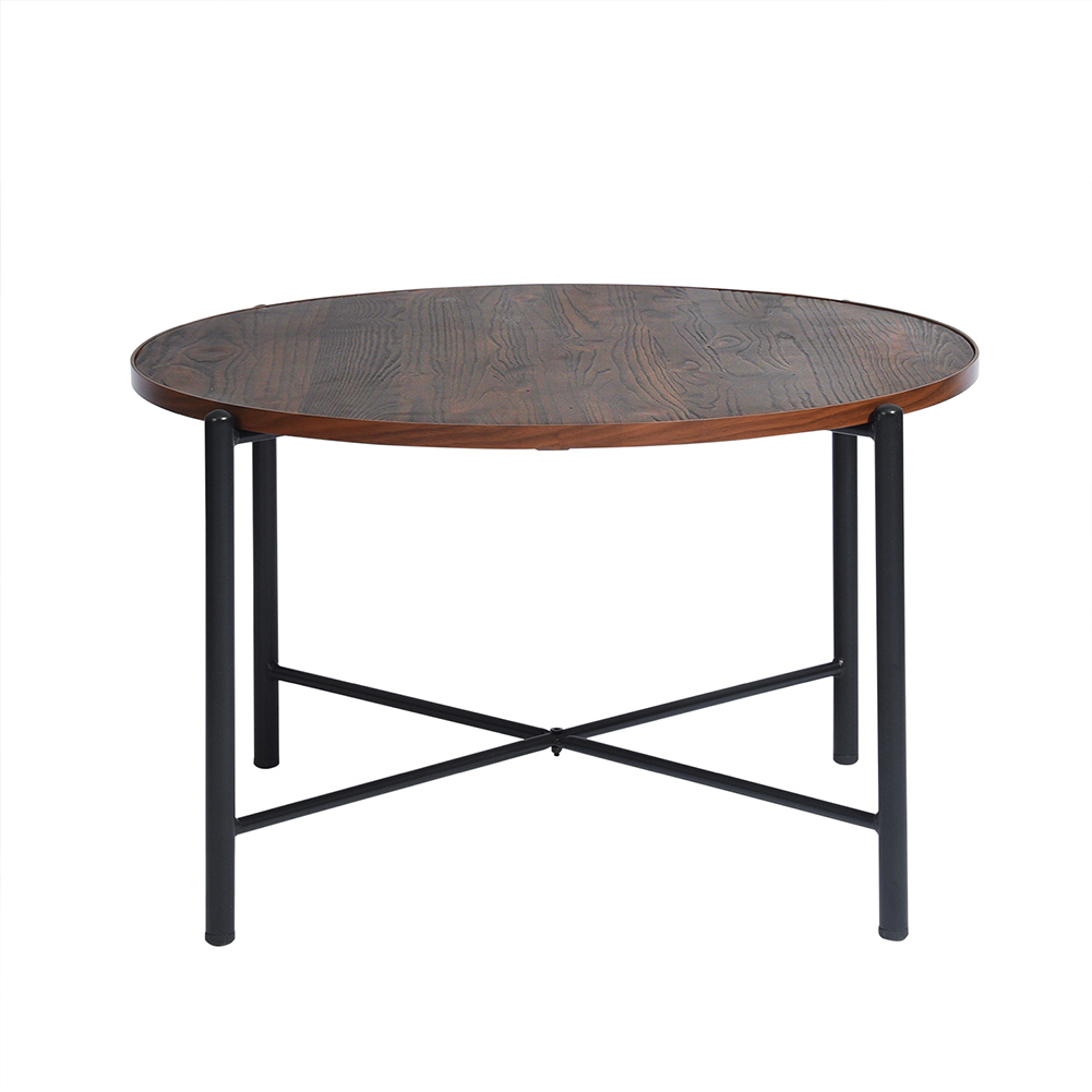 End Table, Metal Side Table Small Outdoor Table Round Table for Living Room Bedroom Balcony Patio and Office, Brown - image 2 of 7
