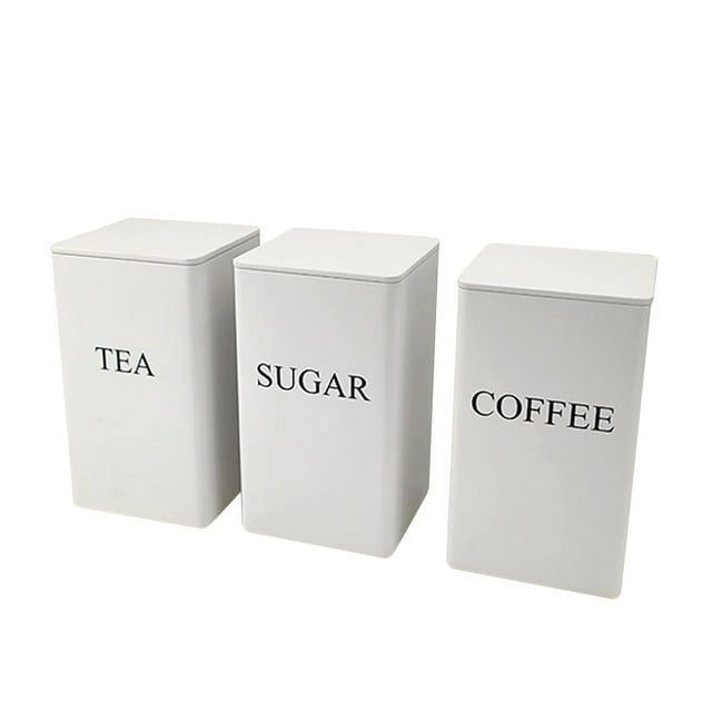 Food Storage 2 Coffee Tea Container Set with Airtight Lids for Kitchen Countertops Farmhouse Home Jar Set in Metal Finish