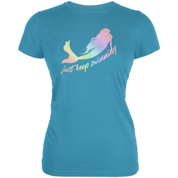 Mermaids Just Keep Swimming Pastels Juniors Soft T Shirt