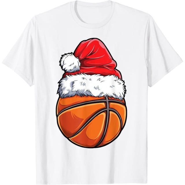 Camiseta deportiva para hombre con pelota de baloncesto de Navidad