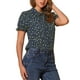 thumbnail image 4 of INSPIRAR CHIC Blusa de Algodón Floral con Mangas Abullonadas y Cuello Peter Pan para Mujeres, Talla XL, Azul Oscuro, Ideal para el Verano, 4 of 6