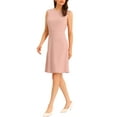 thumbnail image 4 of INSPIRE CHIC Women's Wear to Work Solid Color Sleeveless A-Line Flared Midi Dresses L Pink, 4 of 6