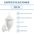 thumbnail image 3 of Farol Decorativo Español Xtellar Blanco Exterior Luminario Pared 100w, 3 of 4