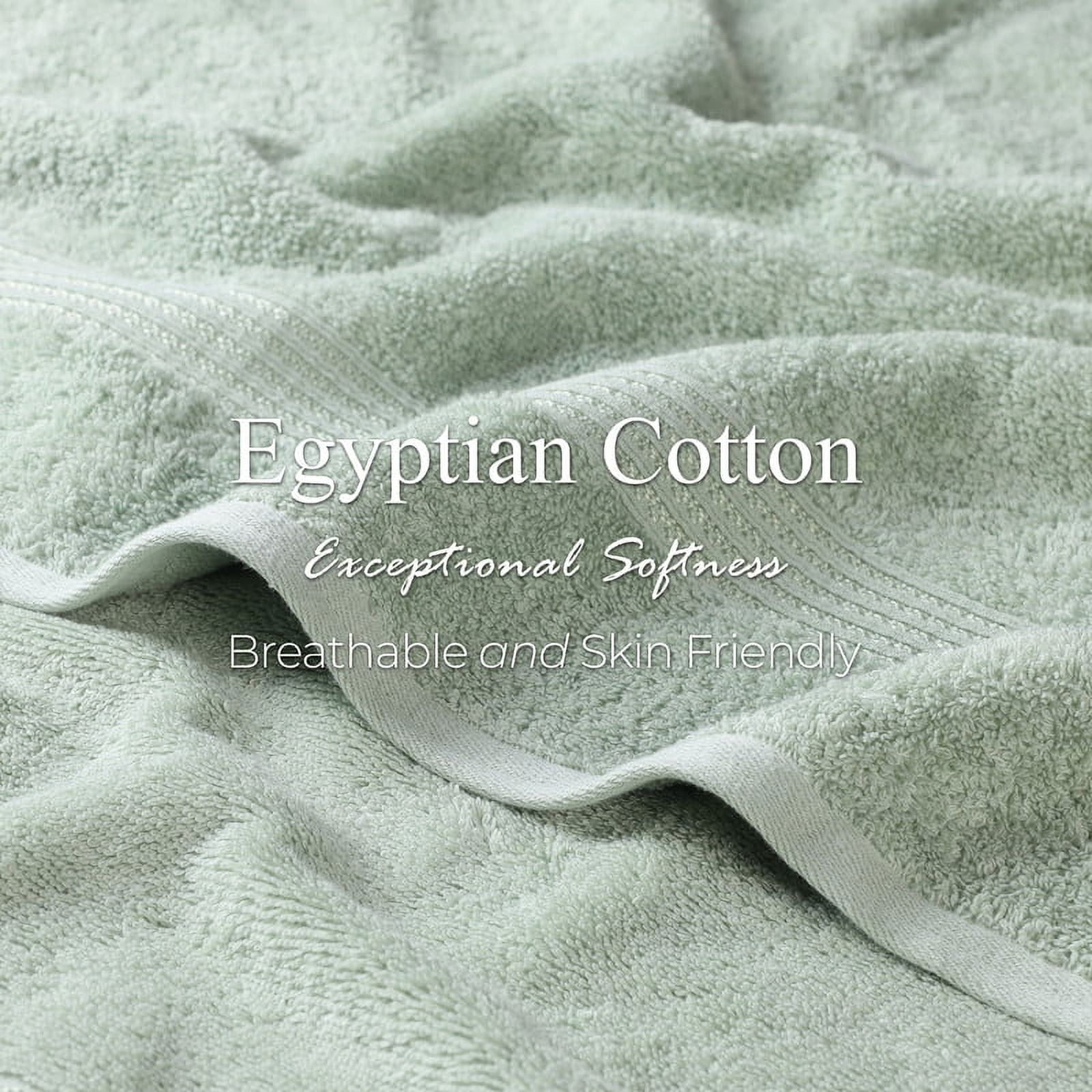 Classic Long Combed Egyptian Cotton Ultra-Soft Absorbent 8-Piece Hand Towel Set, Sage, by Superior