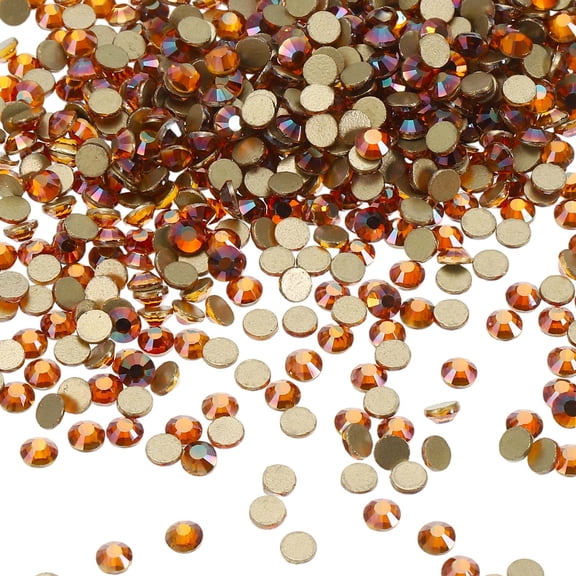 Uxcell SS3 Round Flatback Rhinestones 1.2-1.4mm Crystal Glass Gems Diamonds for DIY Crafts Clothes Shoes Nail Art Decoration, Amber 2880Pcs