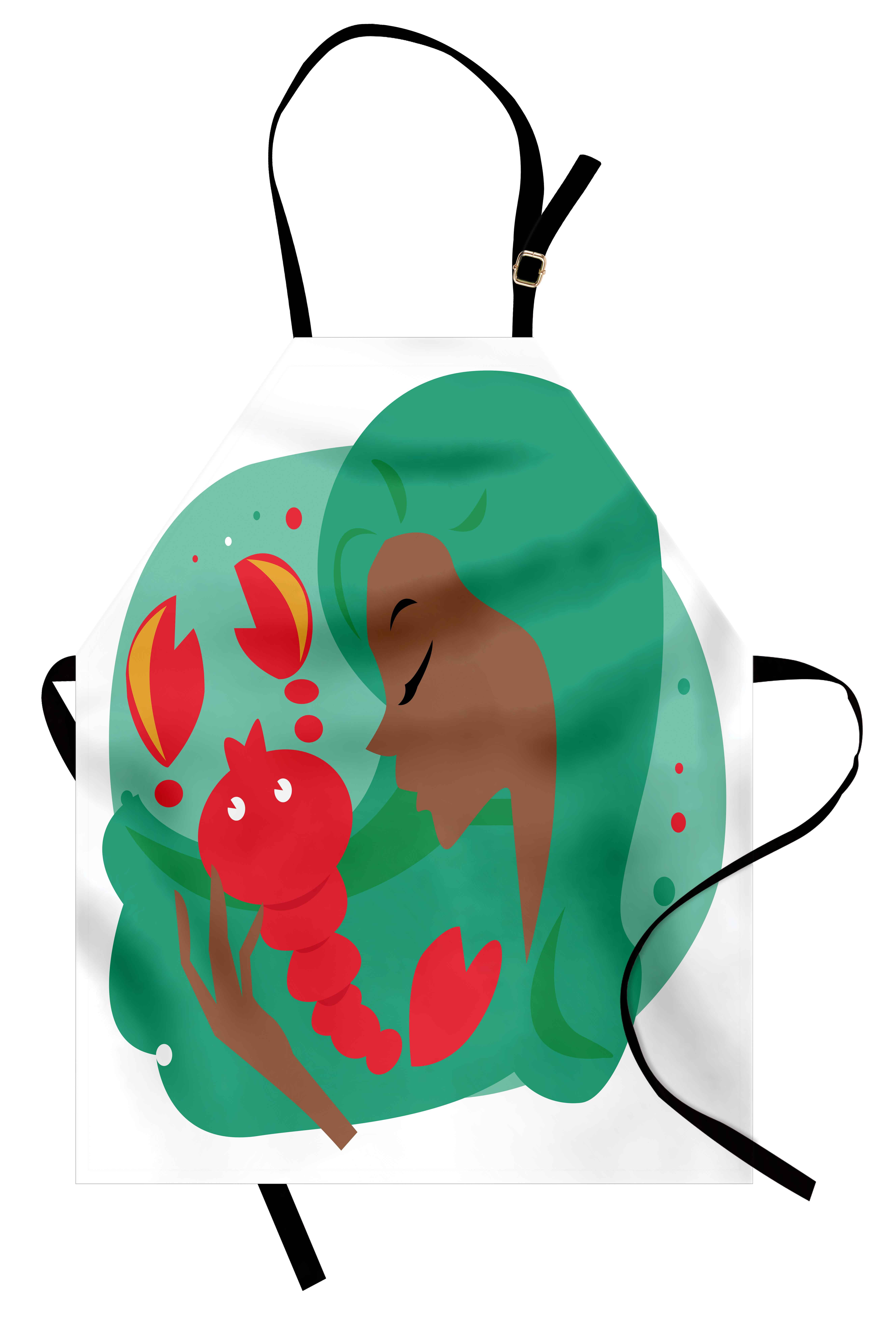 Zodiac Scorpio Apron Colorful Portrait of a Woman Holding a Scorpion Cartoon Doodle Illustration, Unisex Kitchen Bib... by 3decor llc