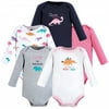 Hudson Baby Infant Girl Cotton Long-Sleeve Bodysuits, Cuteasaurus 5-Pack, 0-3 Months