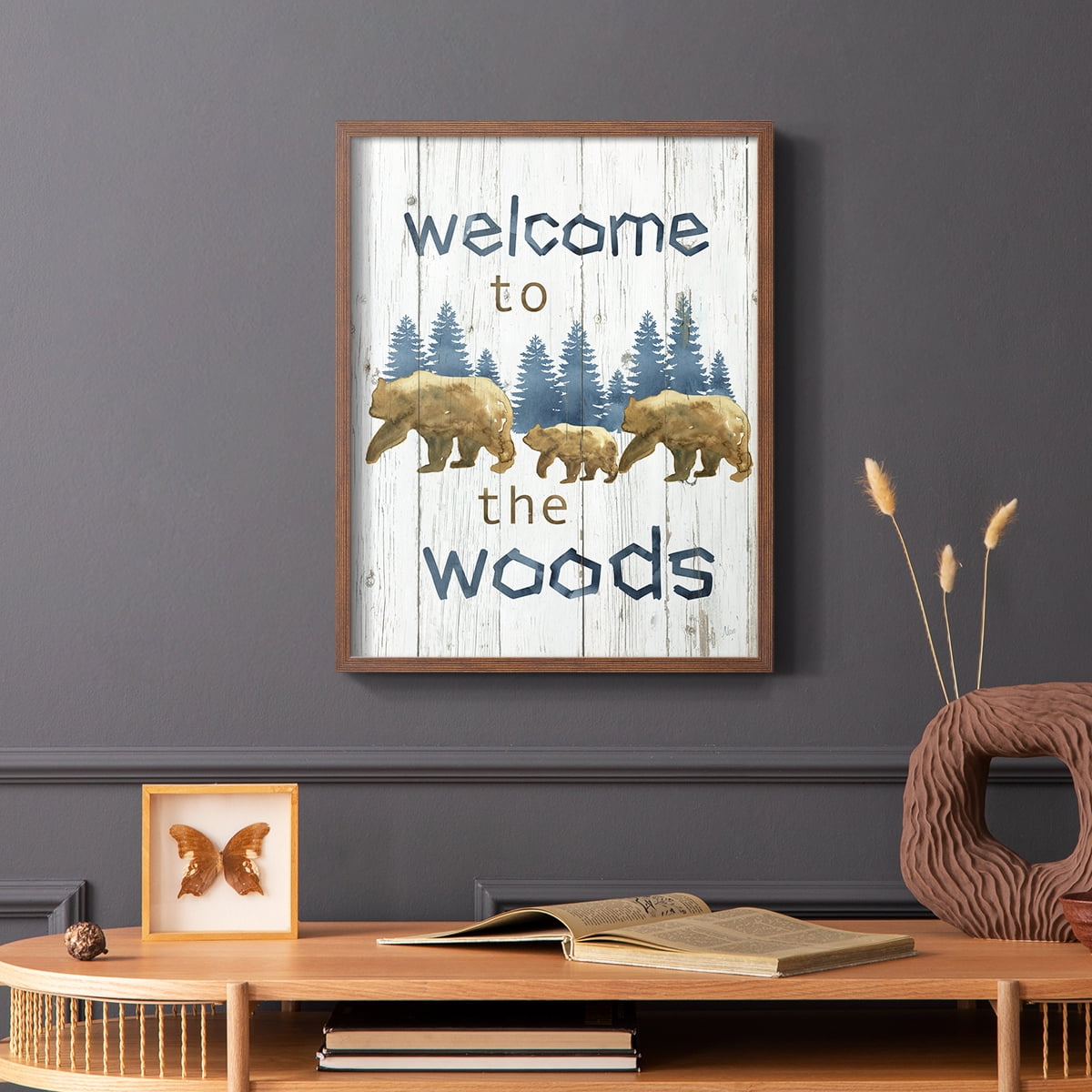 Welcome to the Woods Framed Print in Brown Solid Wood 11 x 14 Framed Print