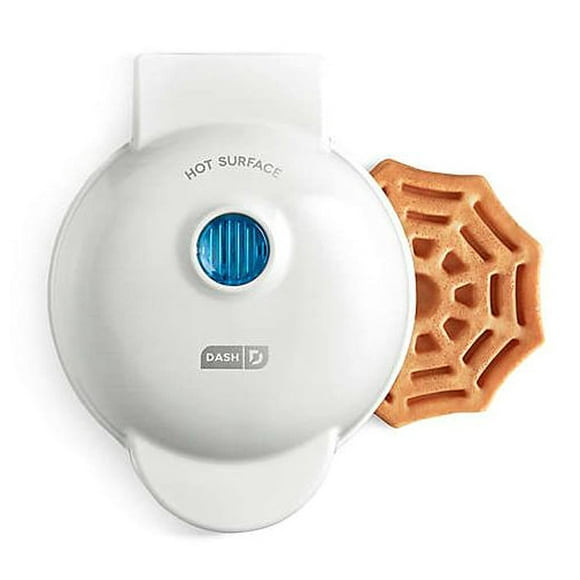 Dash Spiderweb Mini Waffle Maker Halloween produce gofres Superficies fáciles de limpiar y antiadherentes. Haz tus propias delicias caseras de Halloween blanco, 16.3 cm de largo x 12.7 cm de ancho x