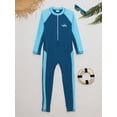 thumbnail image 6 of inhzoy Kids Full Body Wetsuit Boys Girls One Piece Zip Up Swimsuit UPF 50+ Rash Guard Swimwear Sky Blue 13-14, 6 of 9