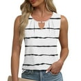 thumbnail image 2 of Kaemgyyd Casual Tops for Women Spring Clothes Sleeveless Loose Fit Striped T Shirts Pleated Fashion Beach Vacation Clothes, 2 of 6