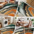 thumbnail image 5 of 3'x5' Area Rugs, Teal Orange Marble Indoor Outdoor Area Rug for Living Room Bedroom, Modern Ink Painting Striped Abstract Washable Bathroom Rugs Kitchen Floor Carpet Mats Home Decor Aesthetic, 5 of 8