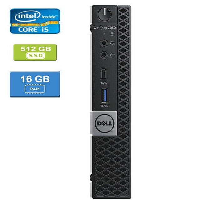 Refurbished: DELL 7050 MICRO Intel Core i5-6500T 2.50 GHz, 16GB, 512GB SSD, Win 10 Pro