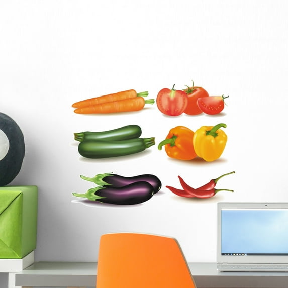 Big Colorful Group Vegetables Wall Mural by Wallmonkeys Peel and Stick Graphic (18 in W x 15 in H) WM307209