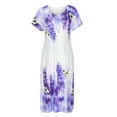 thumbnail image 4 of SMihono Summer Boho Dress for Grande Taille pour Femme Mode Femmes Confortable Décontracté Col Rond Manches Courtes Imprimé Fente Dress, 4 of 9