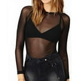 thumbnail image 2 of Mujer camisa de manga larga manga larga damas transparentes tops de ropa poliéster hembra camiseta encantadora fiesta club de fiesta otoño xxl Eigraketly AP008918-05, 2 of 7