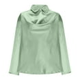 thumbnail image 5 of Atogsazn Women's Silk Satin Blouse Casual Long Sleeve Tops Bussiness Work Shirt Tunic Tops Outfit Outerwear 02-Mint Green XXL Fashion, 5 of 6