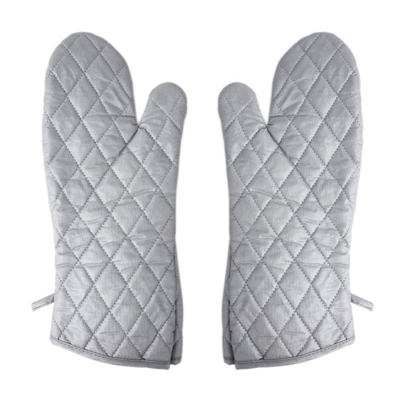Raindrops Silver Heat Resistant Oven Mitts Made of Cotton for Kitchen Use with Hanging Size Fits Most