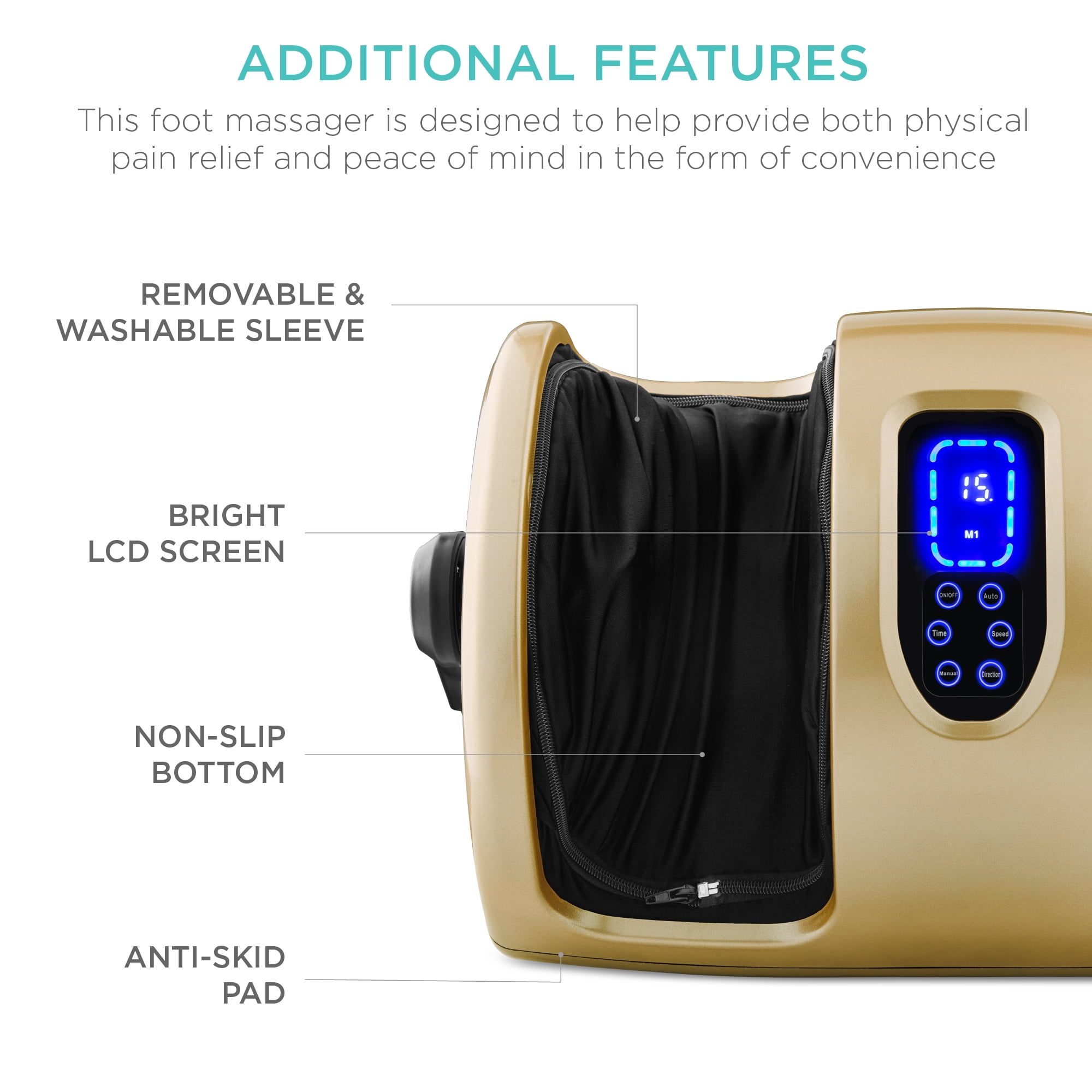 Best Choice Products Foot Massager Machine, Therapeutic Reflexology Massager w/ High-Intensity Rollers - Gold