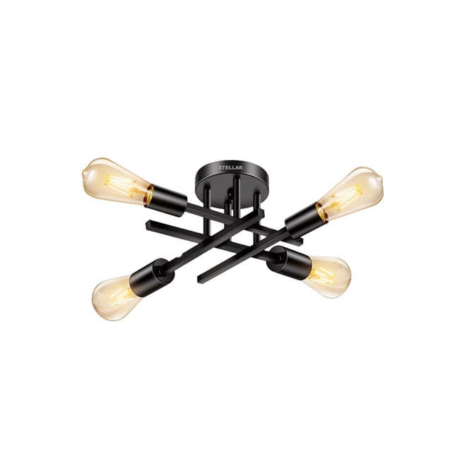 Moderna Lámpara De Techo Negro Colgantes Decorativas 4 Luces