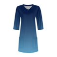 thumbnail image 7 of Duoif Shirts for Women, Womens Tunics to Wear with Leggings Summer 3/4 Length Sleeve V Neck Tshirts with Pockets Long Blouses Casual Ladies Tops and Blouses Blue XXXL, 7 of 7