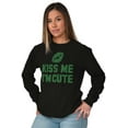 thumbnail image 5 of Kiss Me I'm Cute Saint Patricks Day Women's Long Sleeve T Shirt Brisco Brands S, 5 of 6