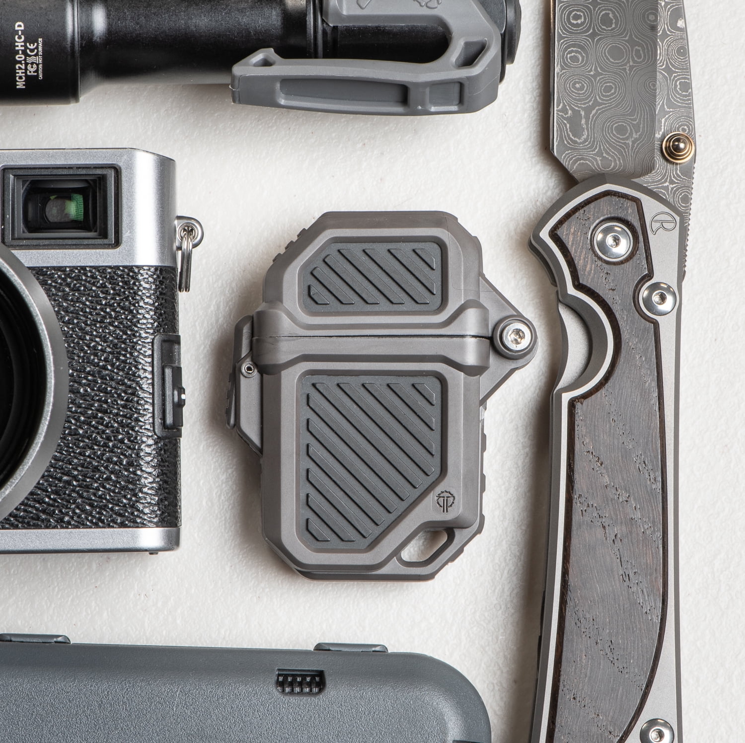 Thyrm PyroVault 2.0 Lighter Armor for Zippo, Z-Plus, Thunderbird, and Blazer Inserts, Urban (Black + Grey) with Tinder-Quik Firestarter