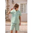 thumbnail image 4 of Arshiner Boy's 2 Pieces Linen Set Casual Henley Shirts Short Sleeve Beach Shorts Summer Shorts Outfits, 4 of 8