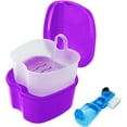 thumbnail image 1 of Colorful Denture Bath Case with Brush, Denture Cup Soaking Holder False Teeth Container Mouth Guard Storage Case Cleaning with Lid Waterproof - Purple, 1 of 8
