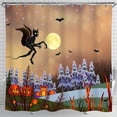 thumbnail image 1 of Halloween Shower Curtain - Spooky Scene with Bats -Lanterns, 1 of 4