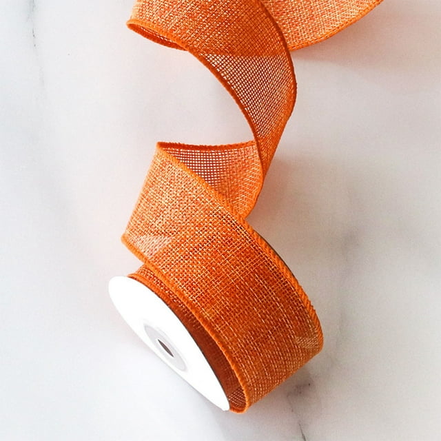 5 Yards Burlap Wired Ribbon,1.57 Inch Burlap Ribbon,Christmas Ribbon Wired,Christmas Tree Decorations,Christmas Wired Edge Ribbon For Gift Wrapping, Xmas Tree Wreaths Decoration,Bow Crafts,Orange