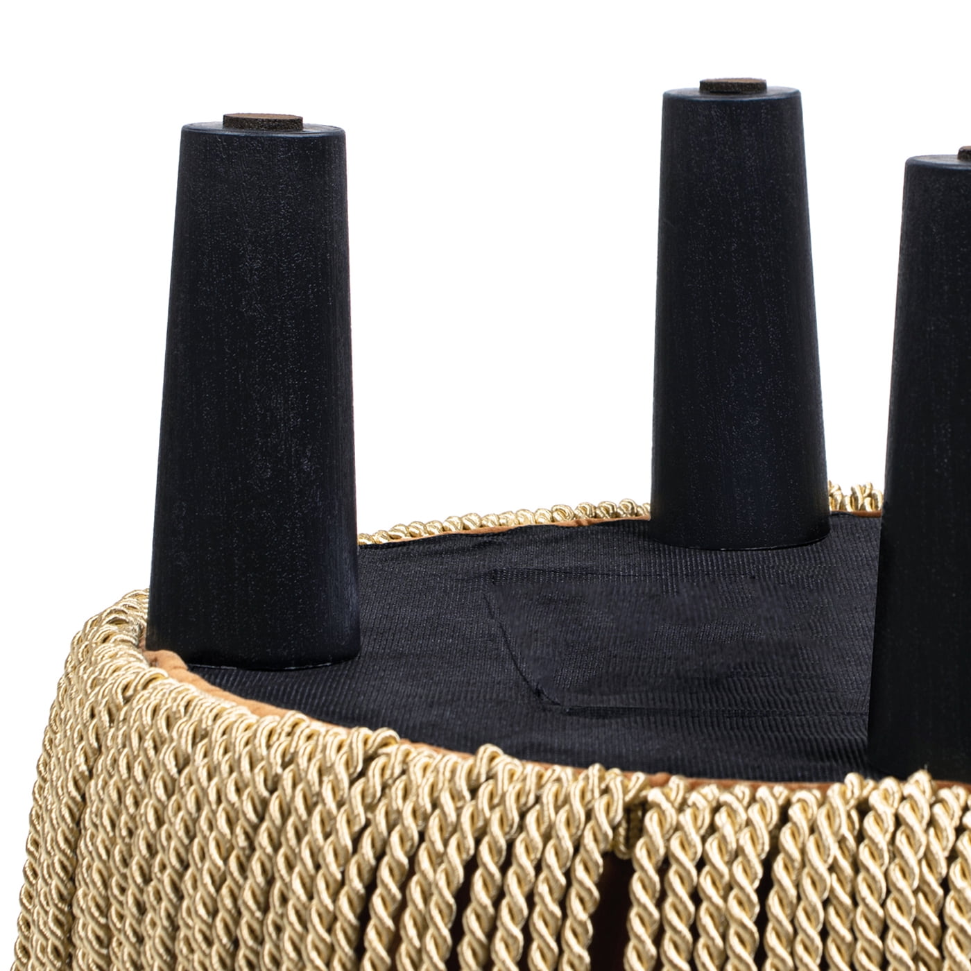 Jennifer Taylor Home Edward 17.5" Round Upholstered Ottoman with Bullion Fringe, Burnt Orange Performance Velvet