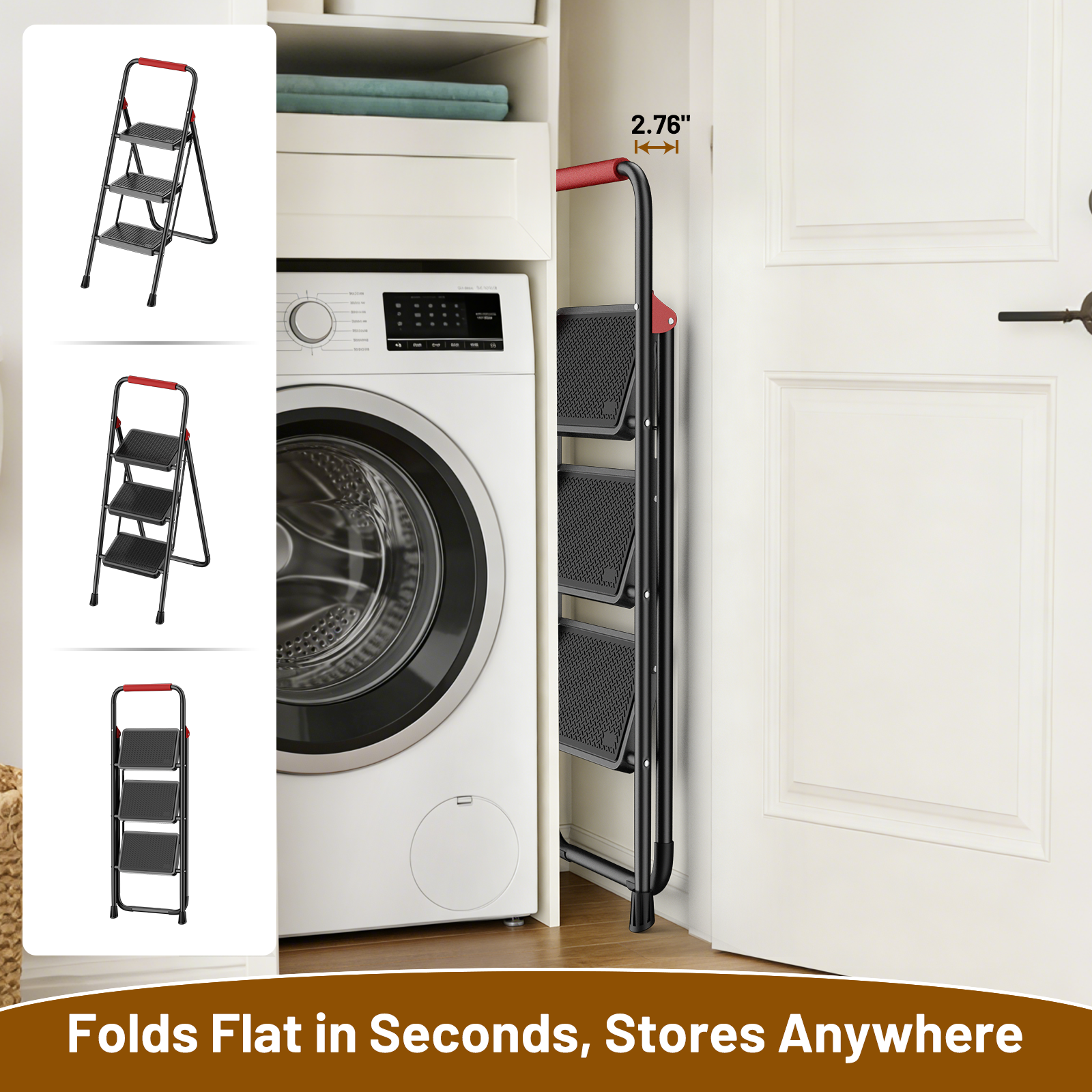 Lafati 3-Step Folding Steel Ladder, 330 Lb Capacity photo 4