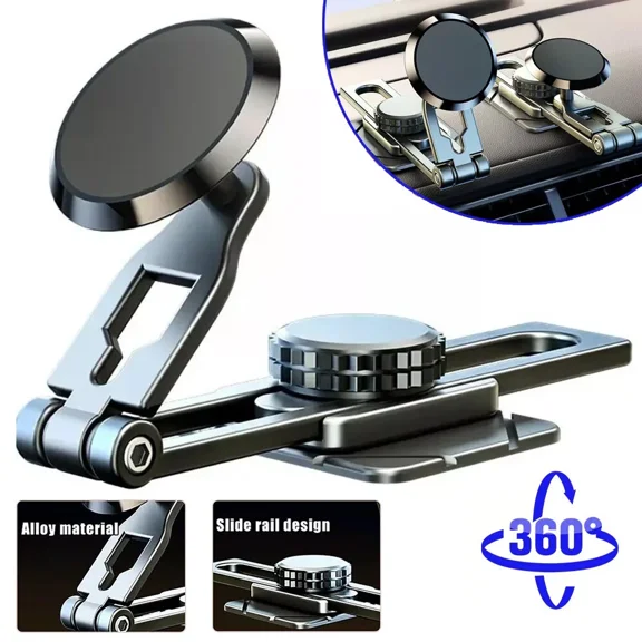 Universal Car Dashboard Mount Stand 360° Rotation Foldable Magnetic Phone Holder