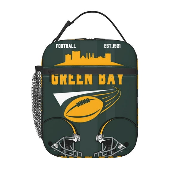 Green Bay Insulated Lunch Bag Lunchbox For Women Men, Portable Leakproof Cute Tote Cooler Meal Bag, Reusable Lunch Container For Work/Office/Picnic/Travel