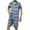 Blue, variant on Men's Pajamas Sets Casual Button Down Short Sleeve Shirt Set Striped Printed Shorts Sleepwear Homewear 2 Pieces Summer Fall 2024