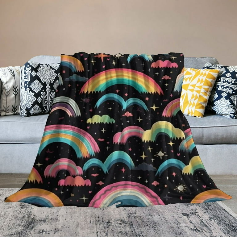 Rainbow print blanket sale