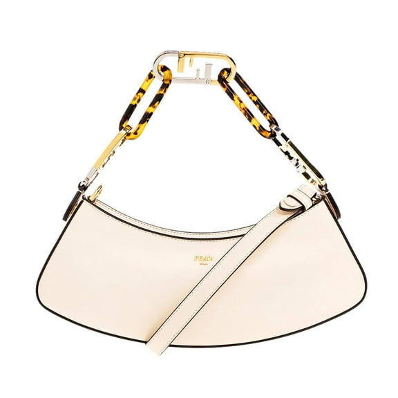 New Fendi O'Lock Swing Ivory Calfskin Leather Shoulder Bag