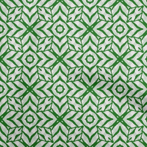 oneOone Cotton Poplin Twill Green Fabric Geometric Sewing Craft Projects Fabric Prints By Yard 56 Inch Wide