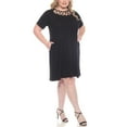 thumbnail image 2 of White Mark Short Sleeve Criss-Cross Neck A-Line Dress, Women's Plus, 1X-3X, 2 of 6