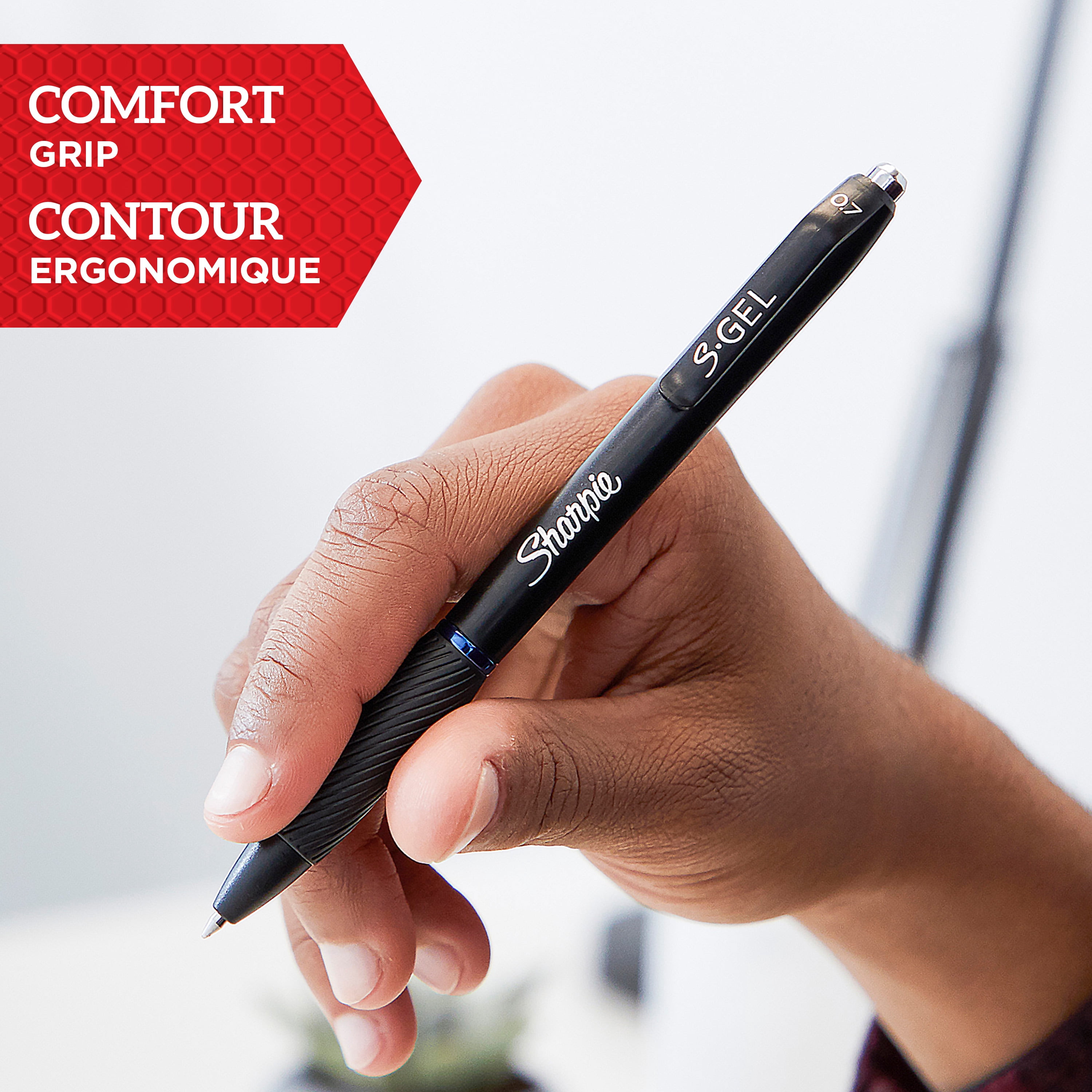 Stylos gel Sharpie S-Gel, pointe moyenne (0,7 mm), stylo gel à encre noir, 8 unités