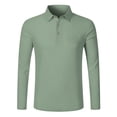 thumbnail image 6 of GUZOM Mens Long Sleeve Linen Henley Shirt Casual Regular Fit Button Tee with Pocket Breathable Lightweight Summer Tops Green,Size 2XL, 6 of 6