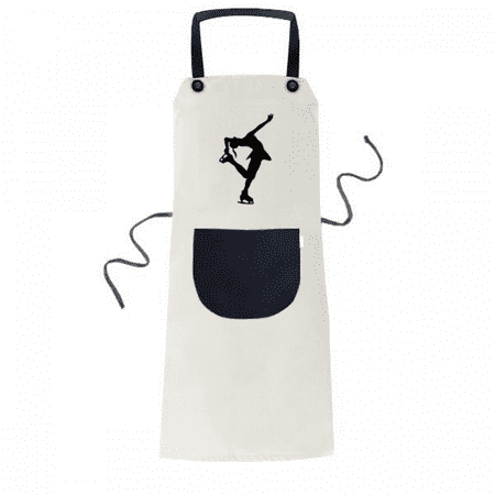 

Outline Sport Female Dance Skating Apron Adjustable Bib Cotton Linen BBQ Kitchen Pocket Pinafore